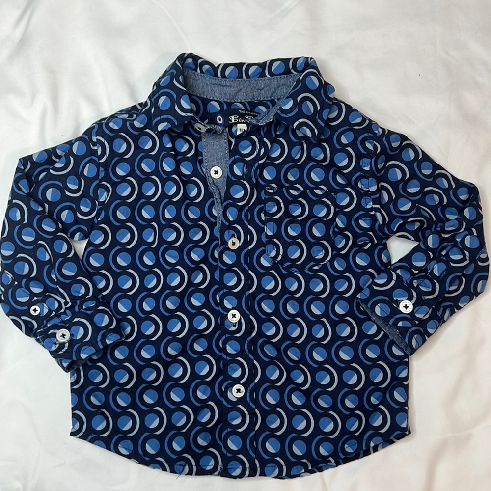 Ben Sherman Kids Blue‎ Button Up Dress Shirt Baby Boy Size 12 Months